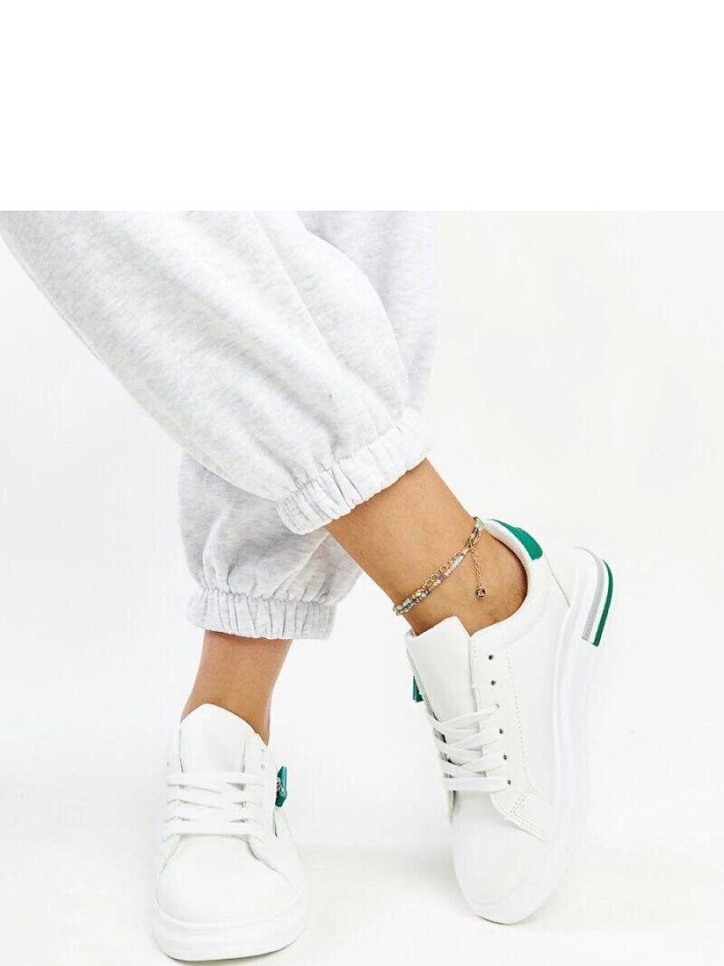 Białe sneakersy z zielonymi wstawkami Anaunia - Solea - obrazek 4
