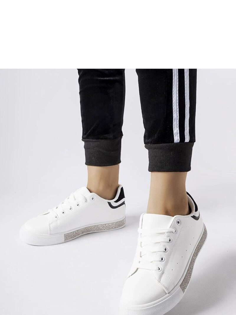 Biało-czarne sneakersy z cyrkoniami Dina - Solea