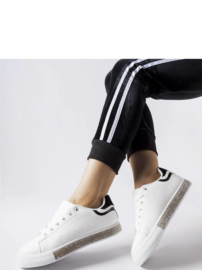 Biało-czarne sneakersy z cyrkoniami Dina - Solea - obrazek 2