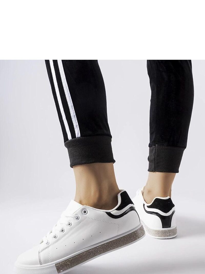 Biało-czarne sneakersy z cyrkoniami Dina - Solea - obrazek 3
