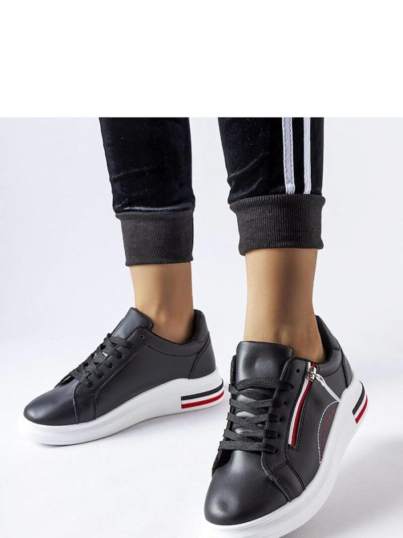 Czarne sneakersy na białej podeszwie Anaunia - Solea