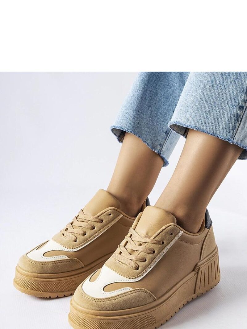 Beżowe sneakersy na grubej platformie Seluci - Solea - obrazek 2