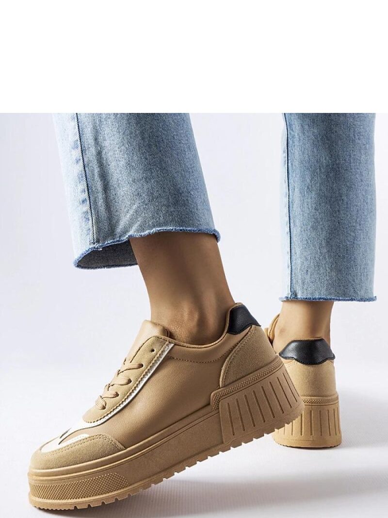 Beżowe sneakersy na grubej platformie Seluci - Solea - obrazek 3