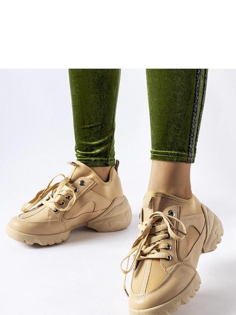 Ciemnobeżowe sneakersy z elastyczną cholewką Abal - Solea