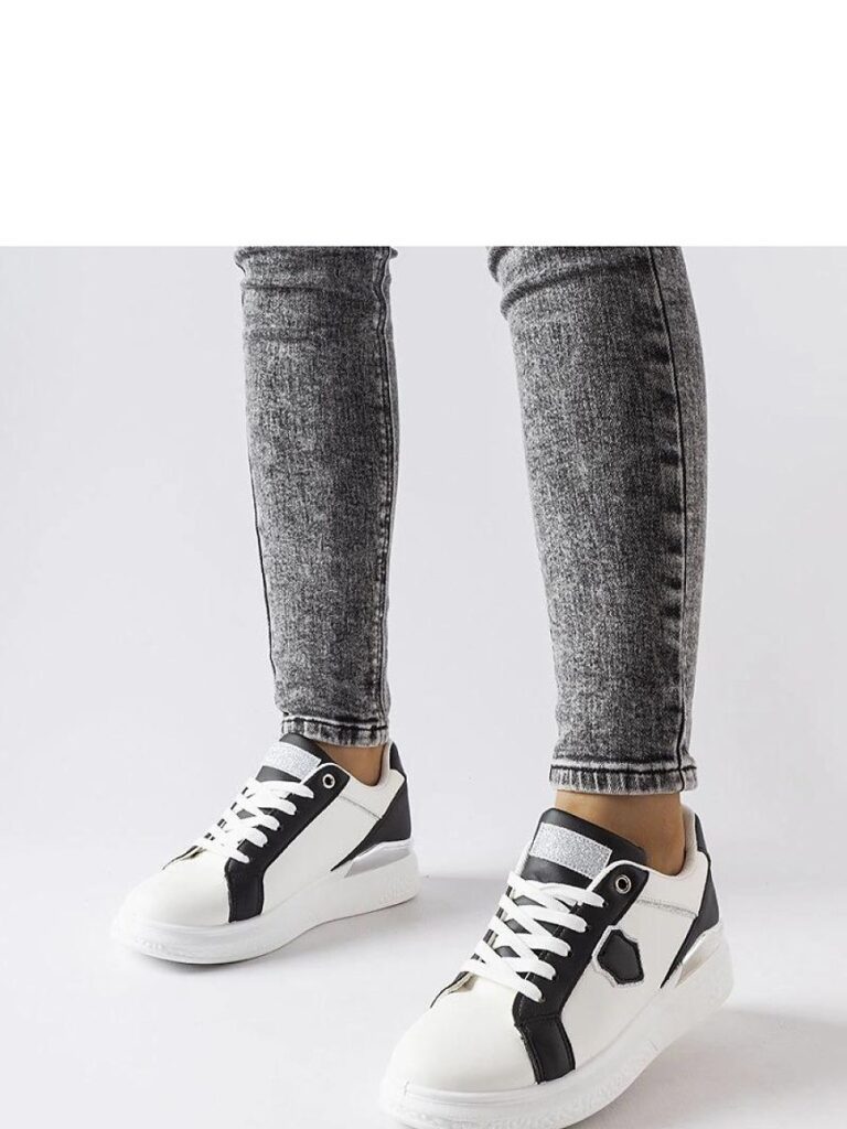 Biało-czarne sneakersy ze srebrnym akcentem Via - Solea