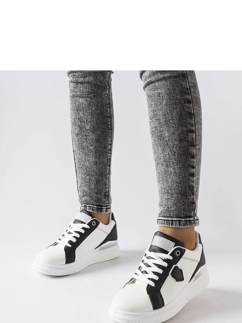 Biało-czarne sneakersy ze srebrnym akcentem Via - Solea