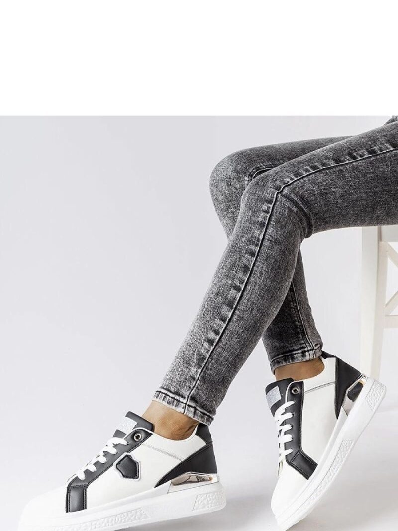 Biało-czarne sneakersy ze srebrnym akcentem Via - Solea - obrazek 2