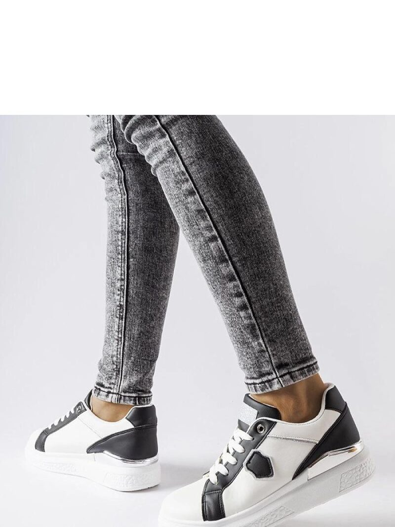Biało-czarne sneakersy ze srebrnym akcentem Via - Solea - obrazek 3