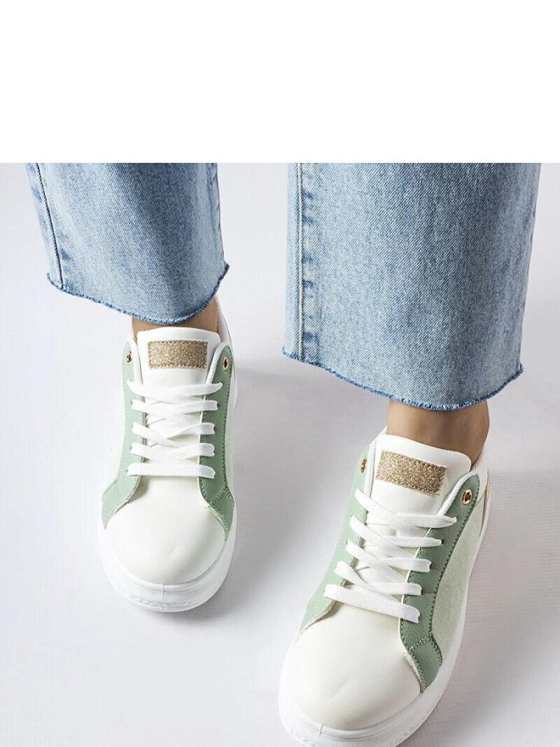 Biało-zielone buty ze złotym akcentem Palais - Solea - obrazek 3