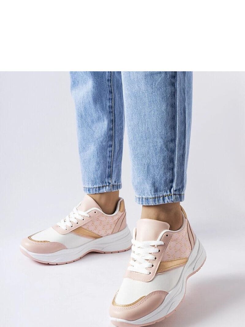 Różowo-białe sneakersy ze złotym akcentem duffy - Solea