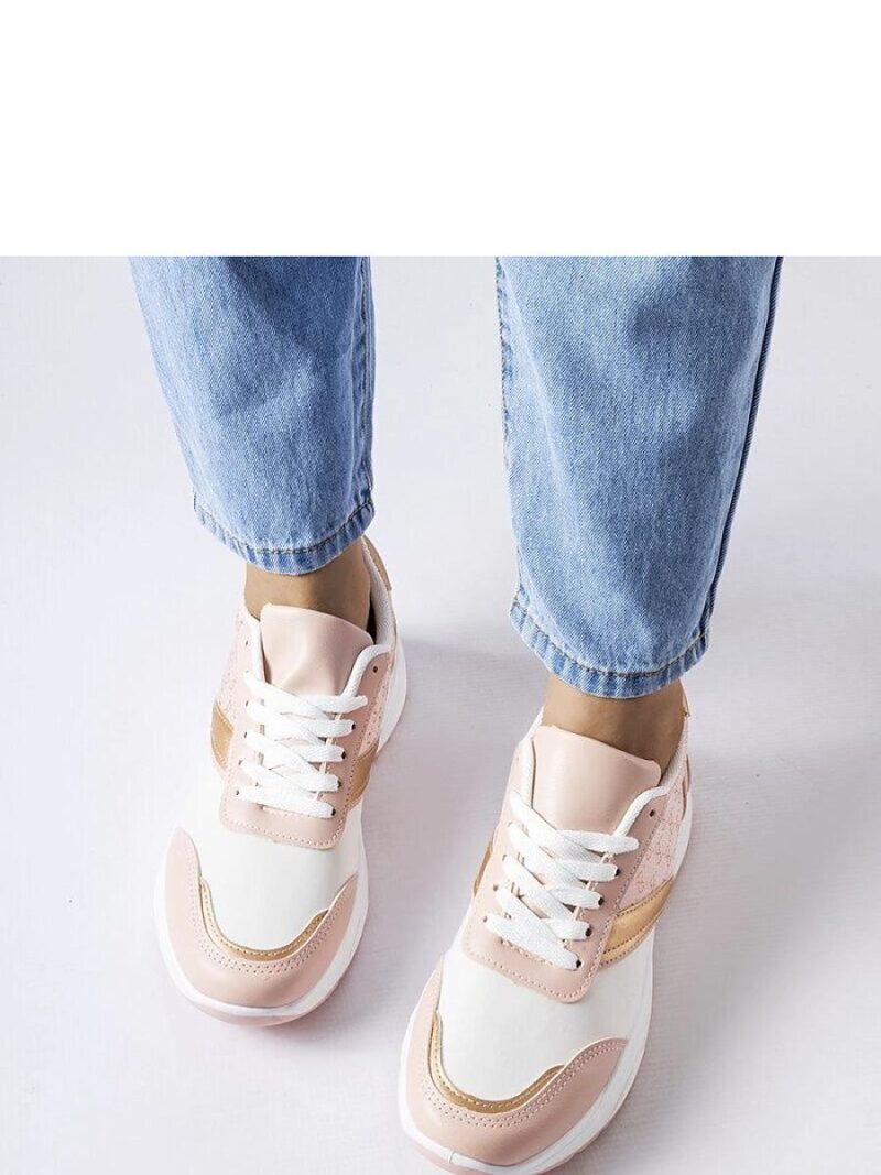 Różowo-białe sneakersy ze złotym akcentem duffy - Solea - obrazek 3