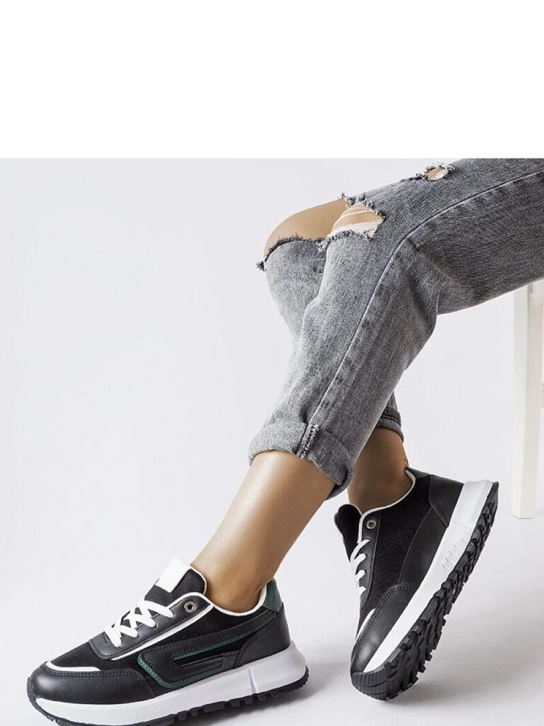 Czarne sneakersy z zielonym akcentem Tod - Solea