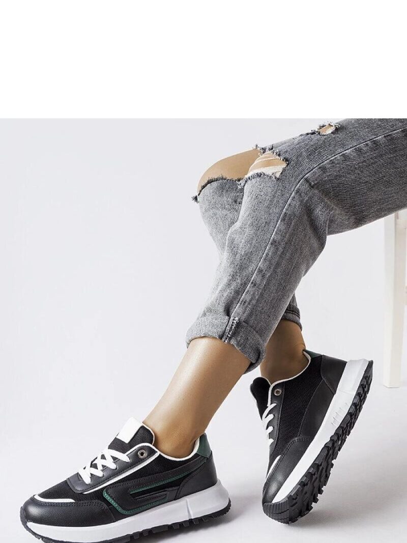 Czarne sneakersy z zielonym akcentem Tod - Solea