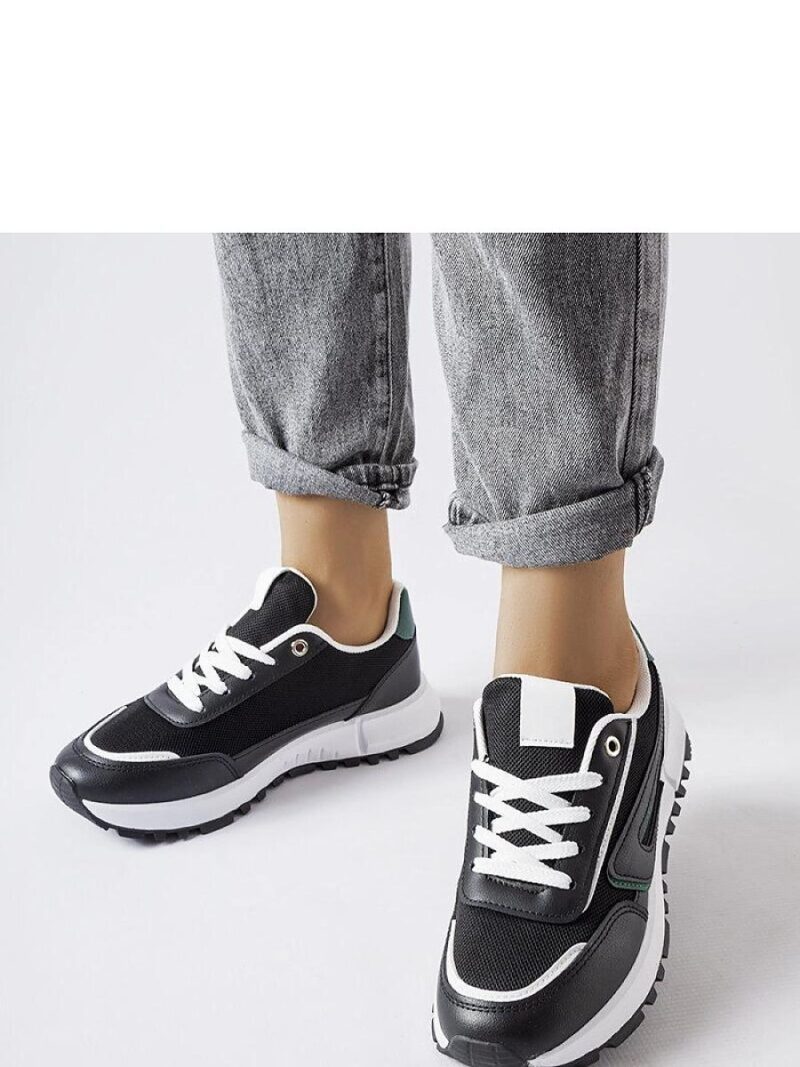 Czarne sneakersy z zielonym akcentem Tod - Solea - obrazek 2