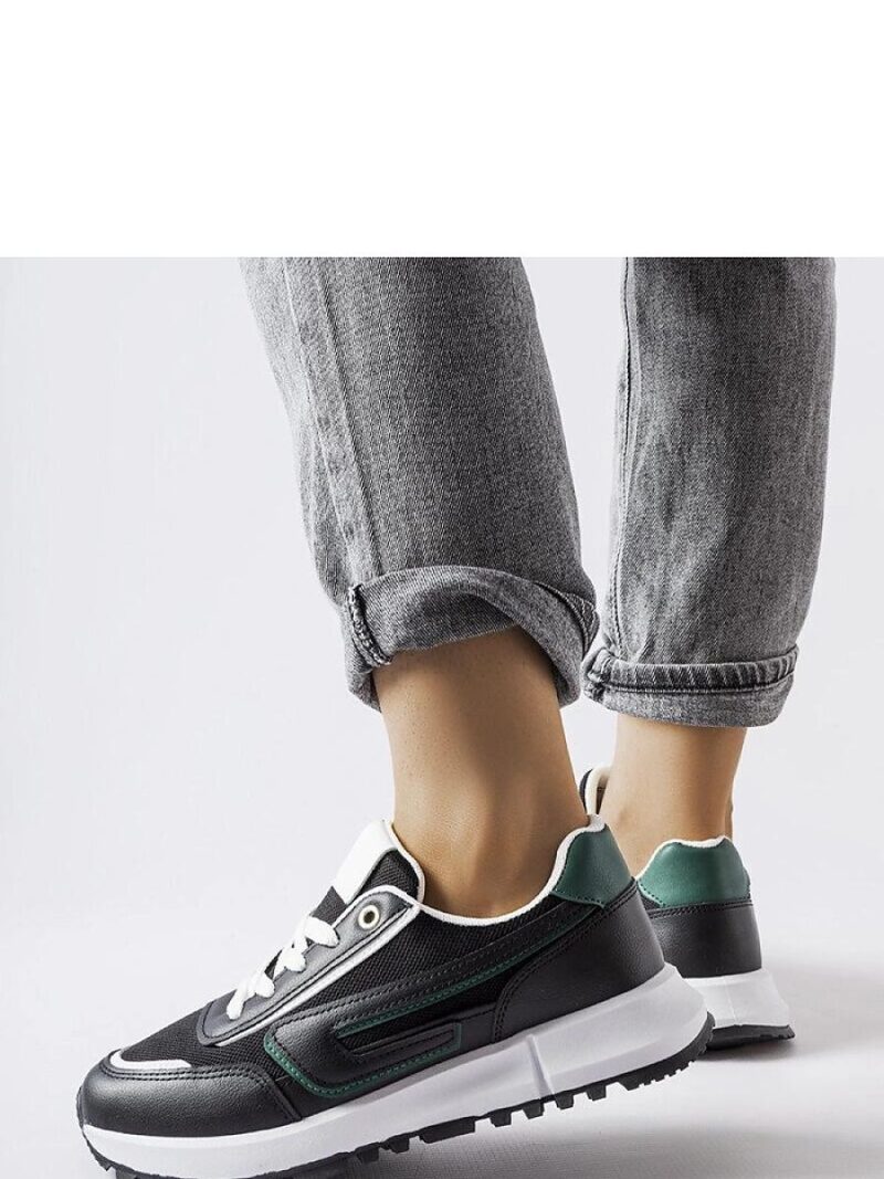 Czarne sneakersy z zielonym akcentem Tod - Solea - obrazek 3