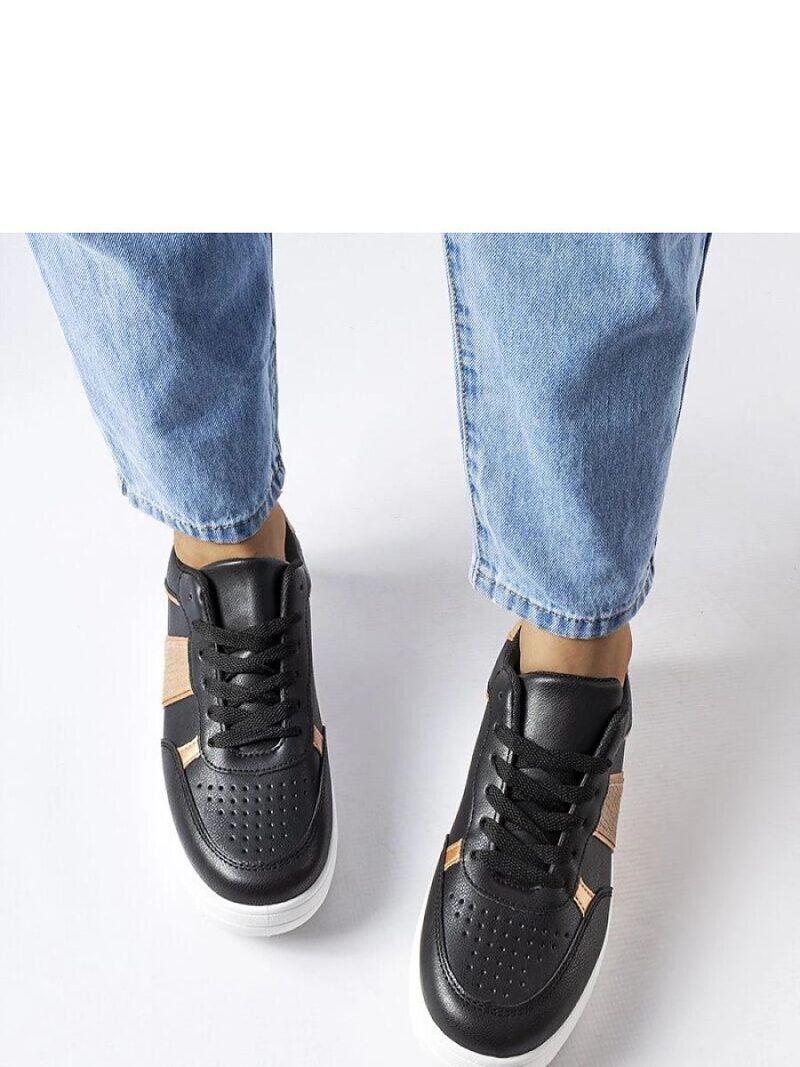 Czarno-złote sportowe sneakersy Parma - Solea - obrazek 2