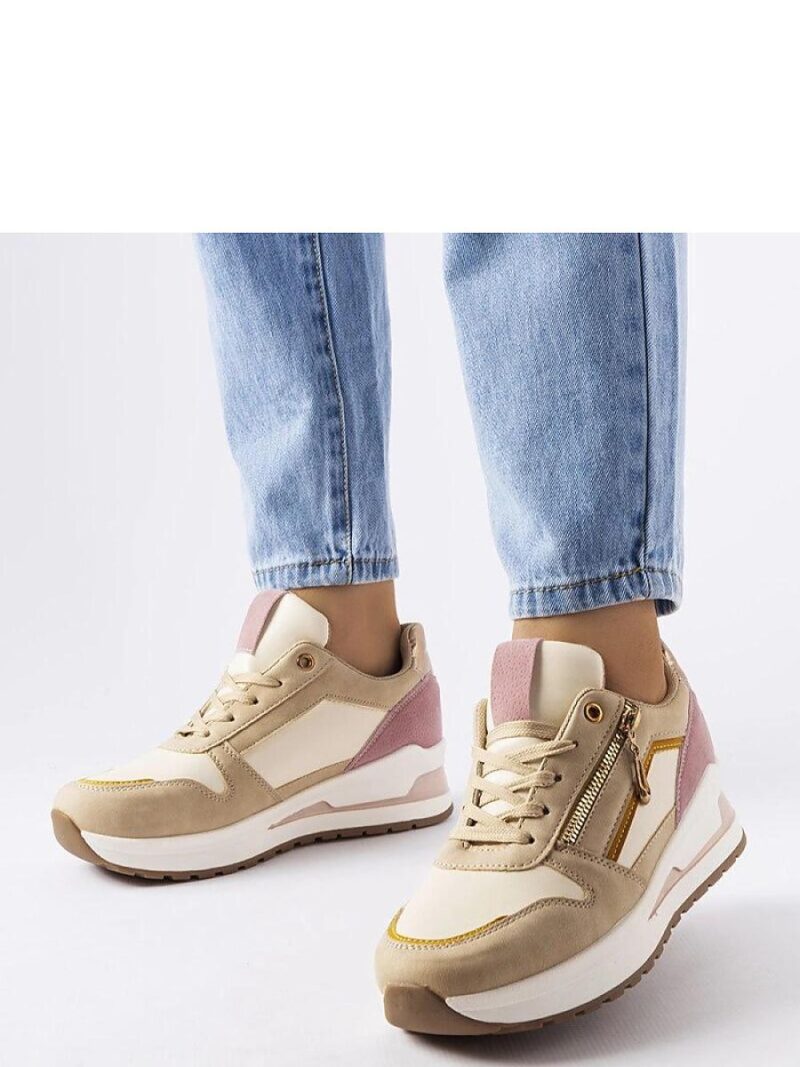 Beżowo-różowe sportowe sneakersy Delid - Solea - obrazek 3