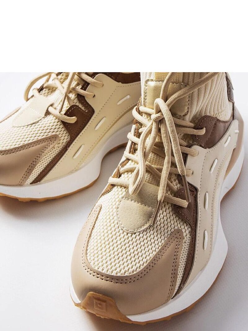 Beżowe sportowe sneakersy materiałowe Begins - Solea - obrazek 4
