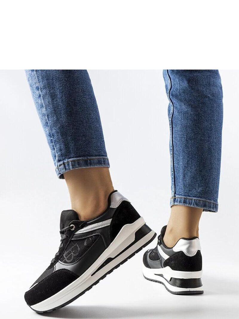 Czarne sneakersy ze wstawką Genovesee - Solea