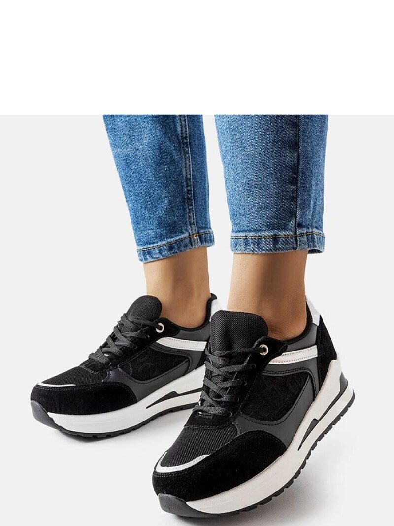 Czarne sneakersy ze wstawką Genovesee - Solea - obrazek 2
