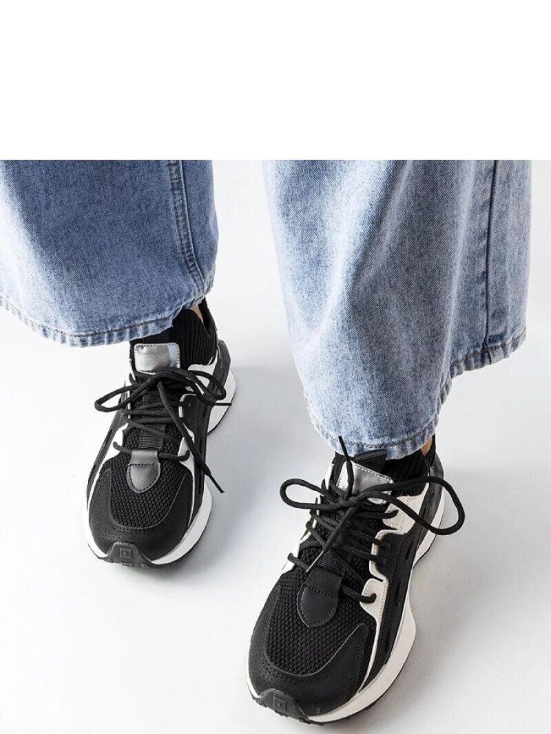 Czarno-białe stylowe sneakersy Begins - Solea - obrazek 3