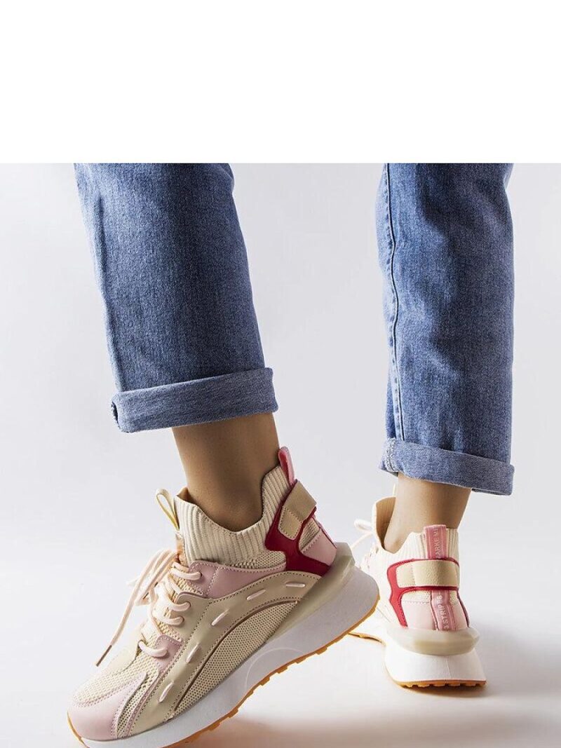 Beżowo-różowe materiałowe sneakersy Begins - Solea - obrazek 2