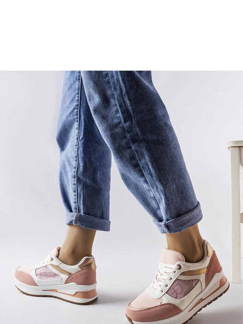 Różowe sneakersy ze wzorystą wstawką Genovesee - Solea - obrazek 3