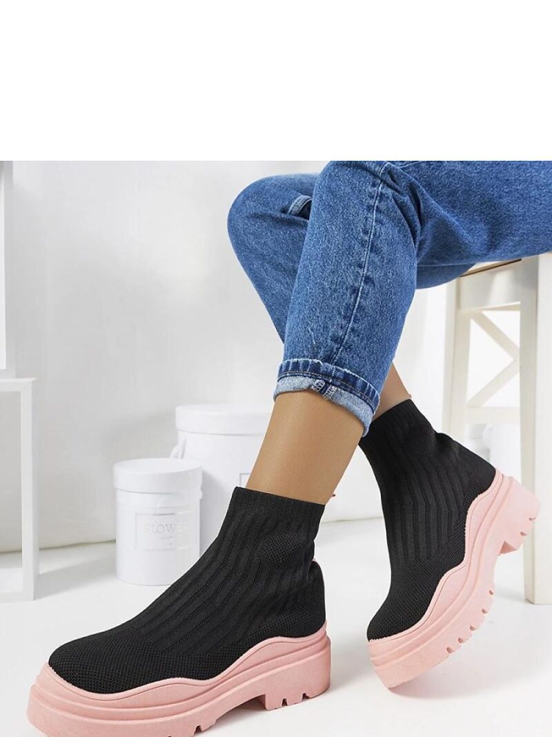 Czarno różowe wysokie sneakersy Marks - Solea - obrazek 2