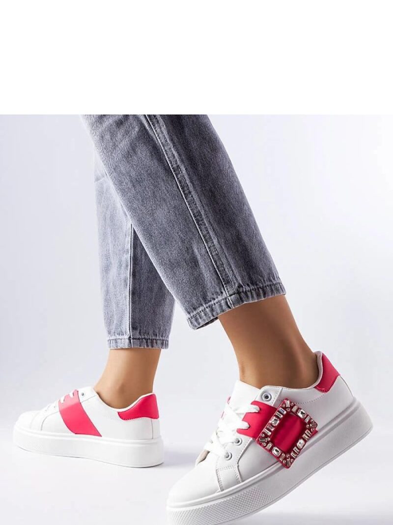 Białe sneakersy zdobione różową klamerką Ike - Solea - obrazek 3