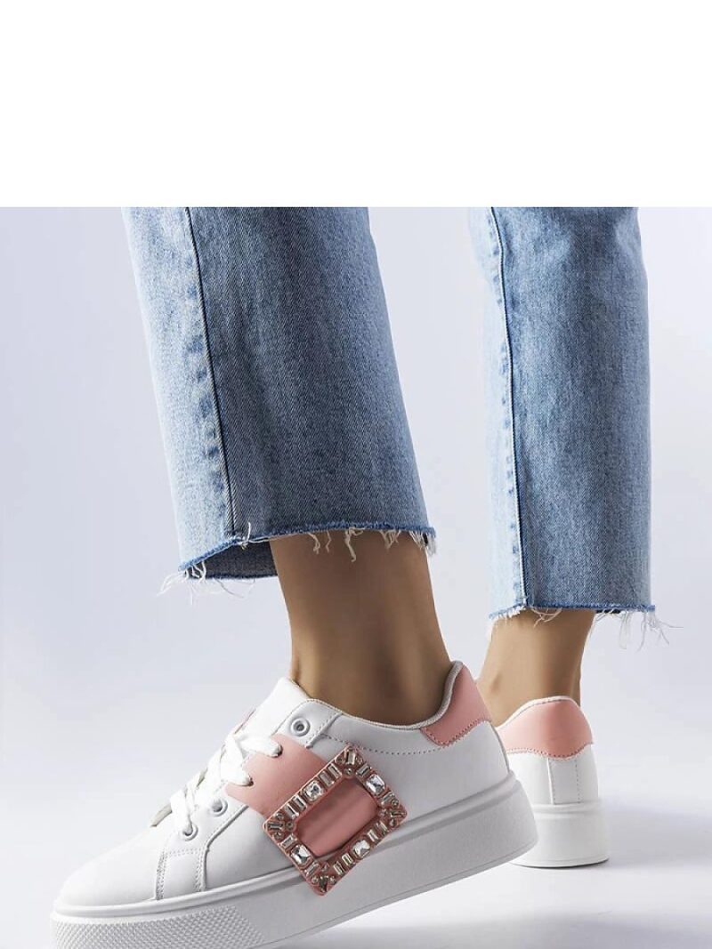 Białe sneakersy zdobione różową klamerką Ike - Solea - obrazek 3
