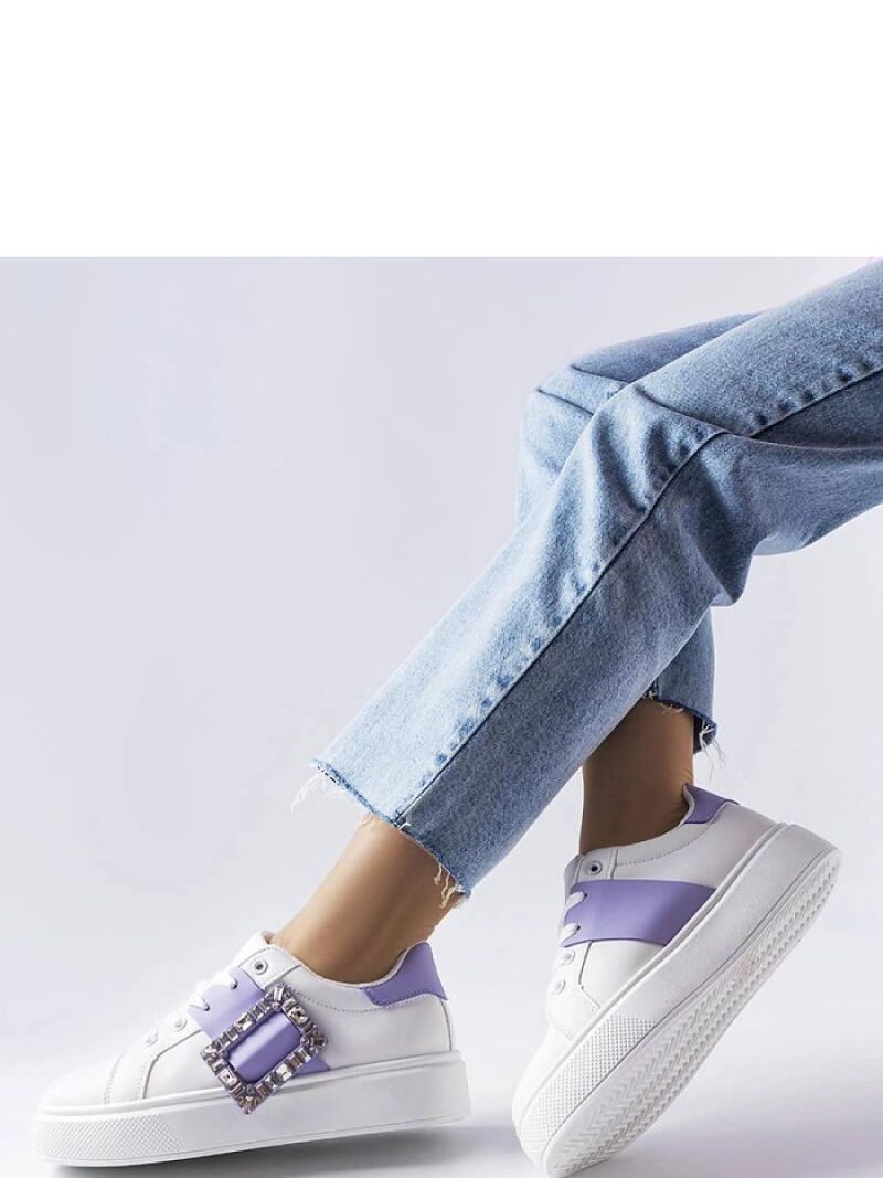 Białe sneakersy zdobione fioletową klamerką Ike - Solea - obrazek 3