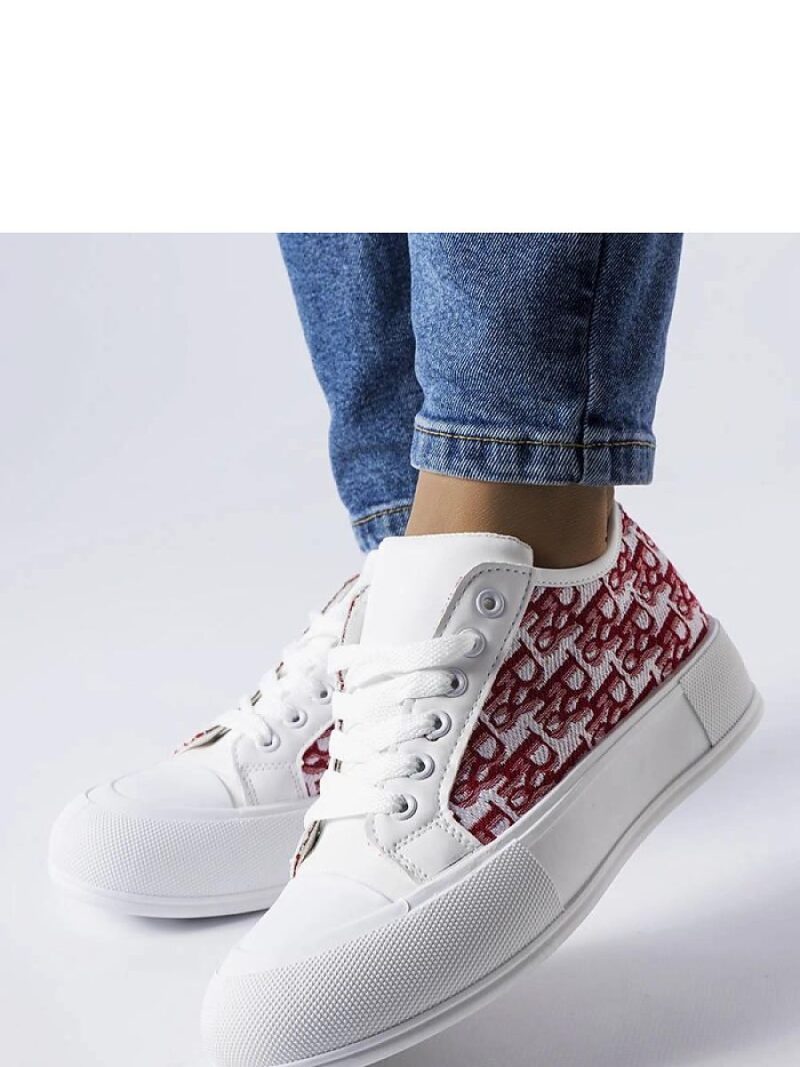 Białe trampki z czerwonym wzorem Marquis - Solea - obrazek 3