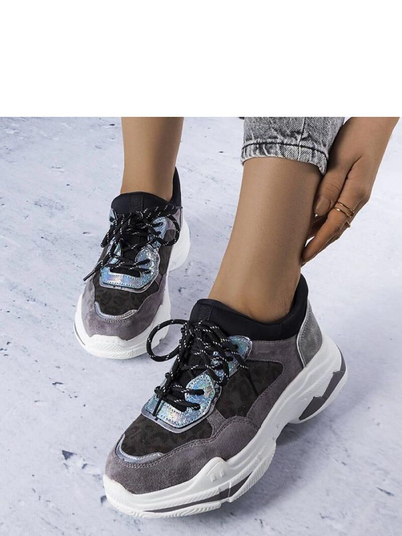 Szare sneakersy zdobione wstawkami Savard - Solea - obrazek 2