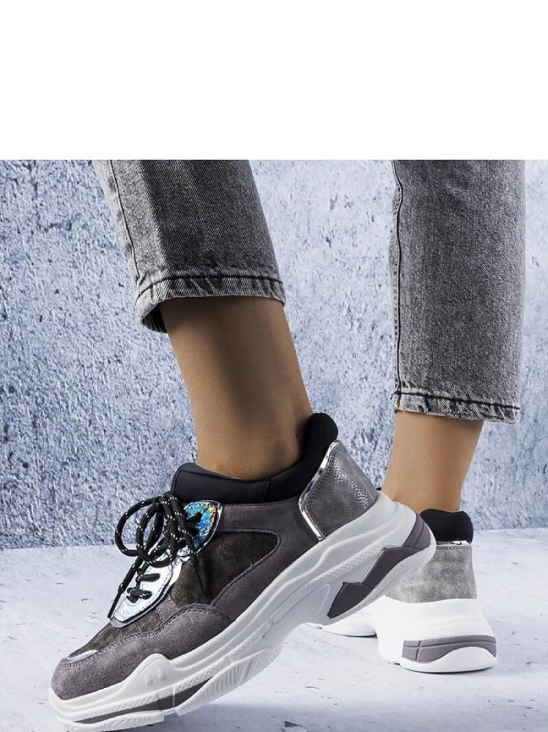 Szare sneakersy zdobione wstawkami Savard - Solea - obrazek 3