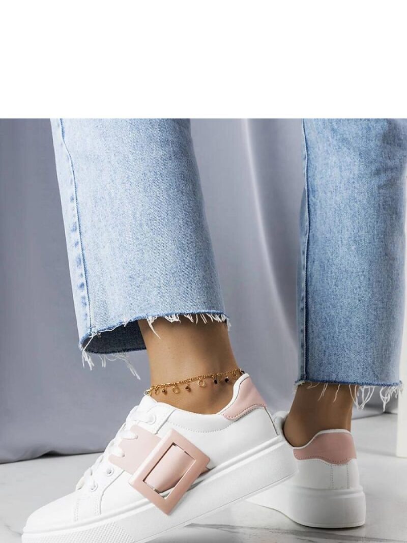 Białe sneakersy zdobione różową klamerką Toni - Solea - obrazek 2