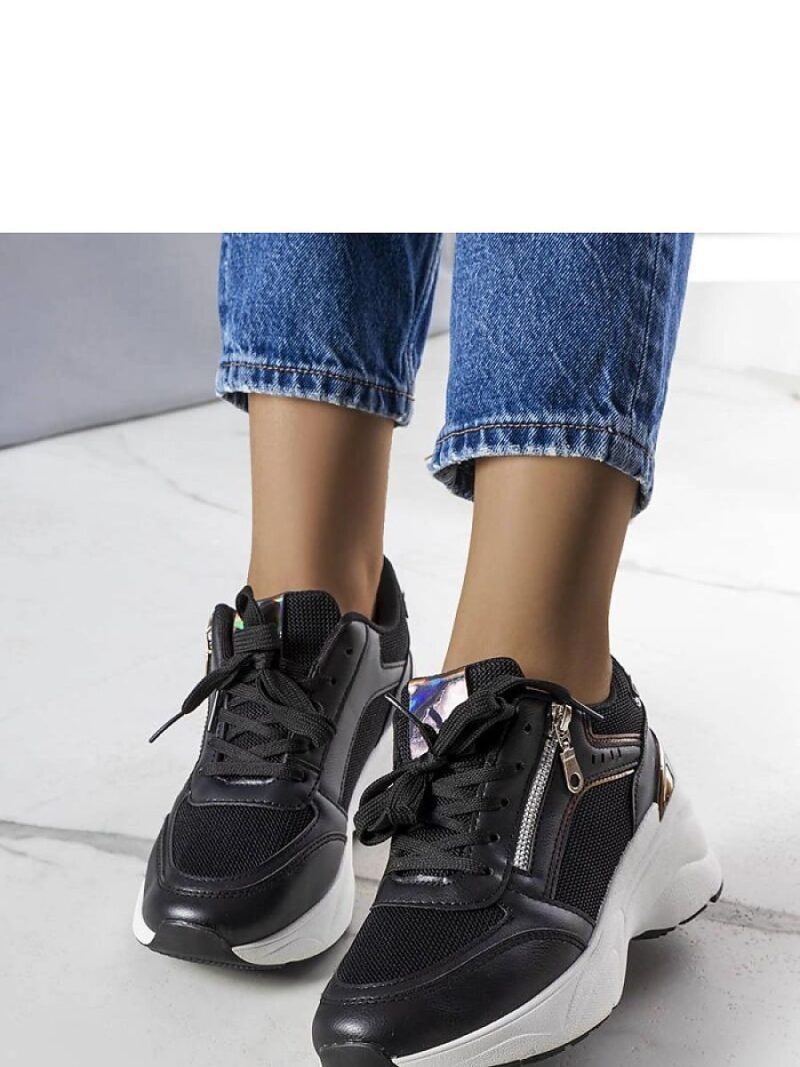 Czarne sneakersy na koturnie Stacey - Solea - obrazek 2