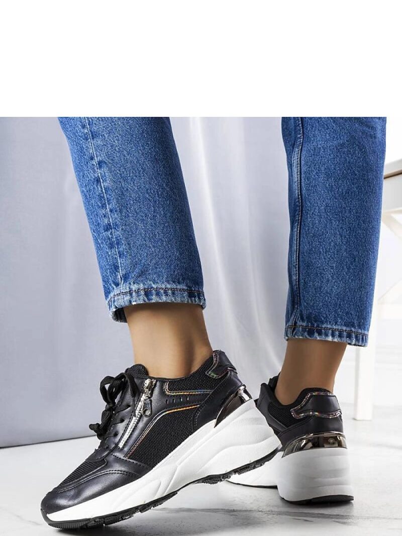 Czarne sneakersy na koturnie Stacey - Solea - obrazek 3