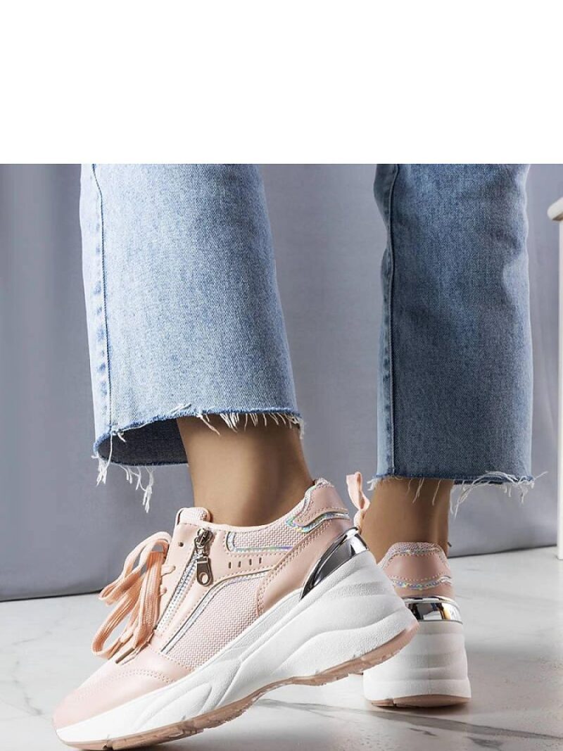 Różowe sneakersy na koturnie Stacey - Solea - obrazek 3