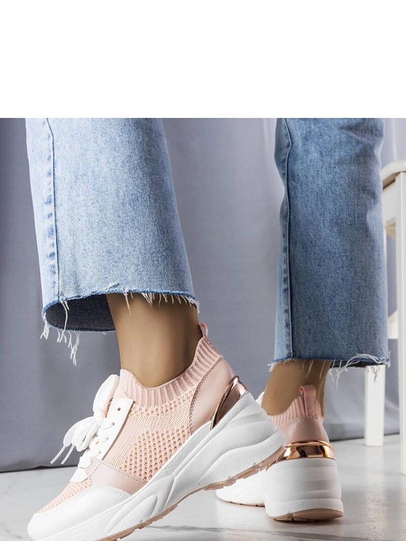 Różowe sneakersy na koturnie Ann - Solea - obrazek 3