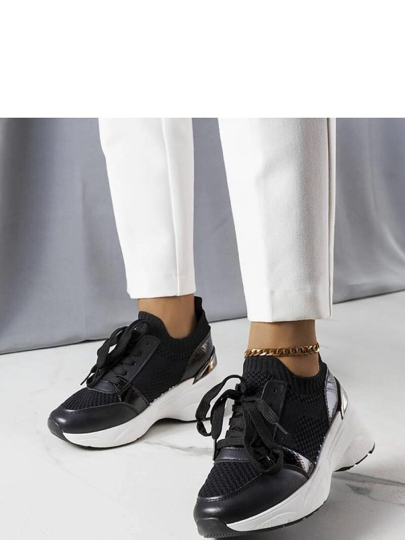 Czarne sneakersy na koturnie Ann - Solea - obrazek 2