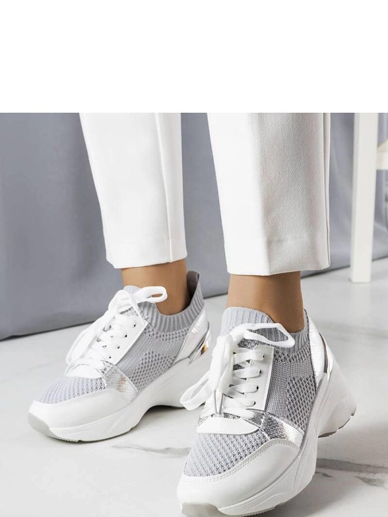 Szare sneakersy na koturnie Ann - Solea - obrazek 2