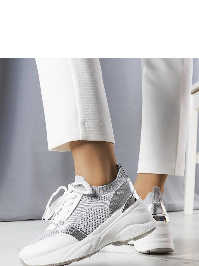 Szare sneakersy na koturnie Ann - Solea - obrazek 3