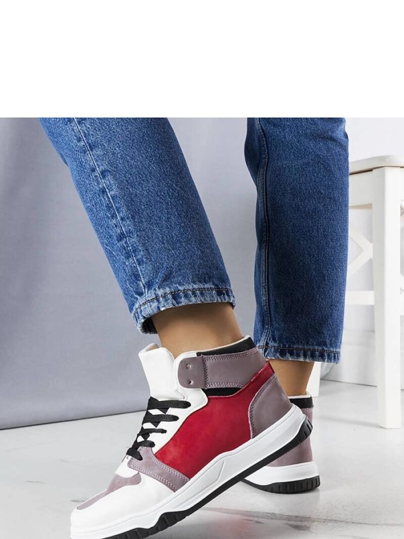 Biało-czerwone sneakersy za kostkę Elizabeth - Solea - obrazek 3