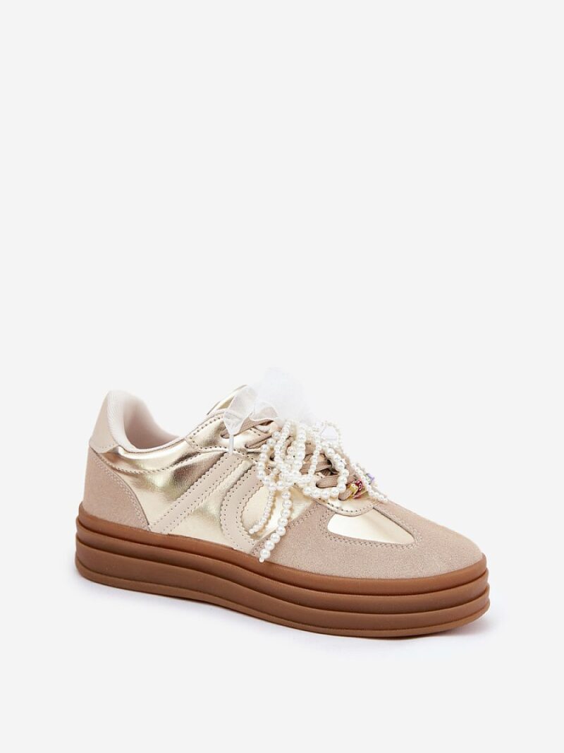 Buty Sportowe Model Vinness C3033 Beige/Gold - Step in style - obrazek 2