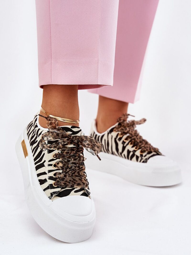 Trampki Model Zidora PC2806 Beige/Zebra - Step in style - obrazek 3