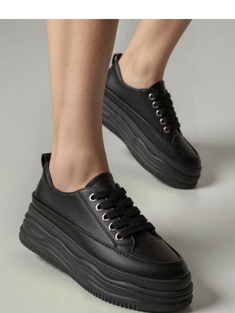 Damskie Sneakersy PLATFORMIA ? Black - Inello
