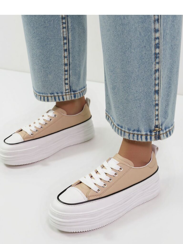 Damskie Sneakersy PLATFORMIA ? Khaki - Inello