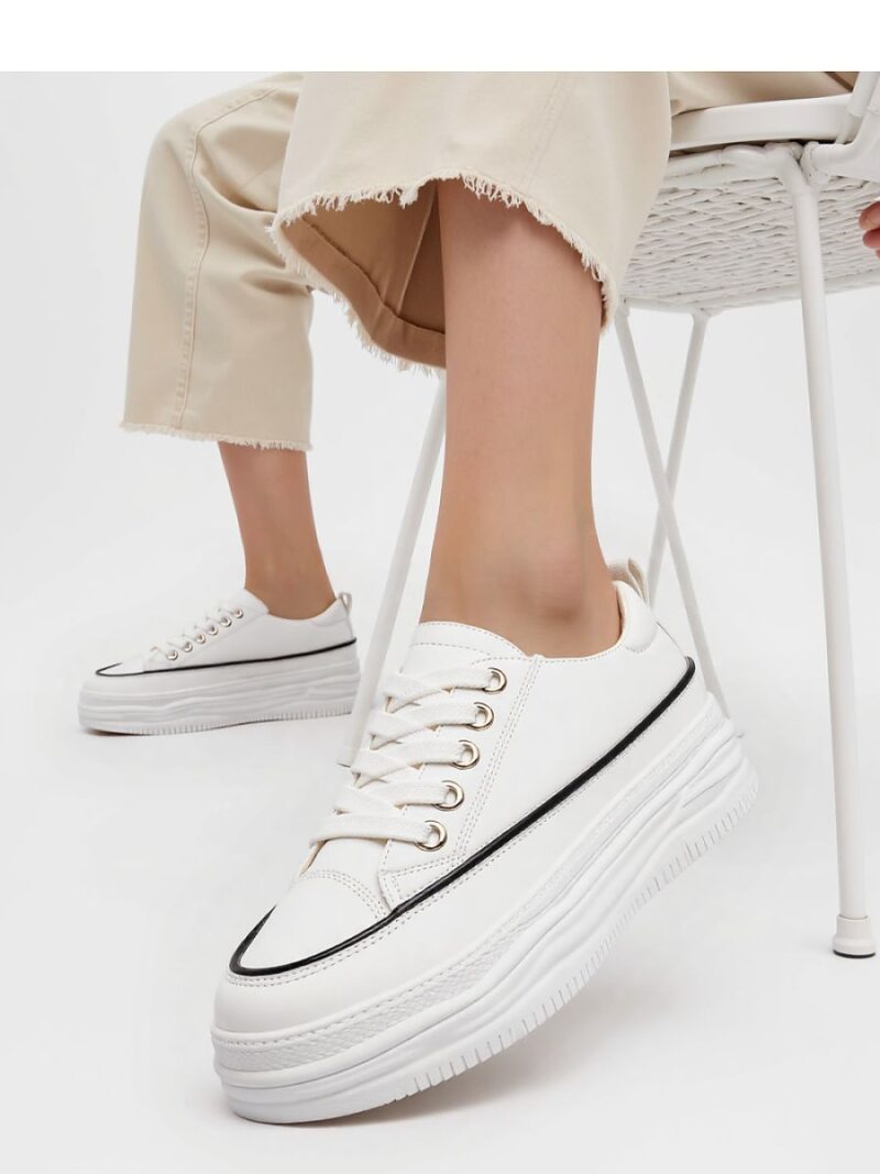 Damskie Sneakersy PLATFORMIA ? White - Inello - obrazek 3