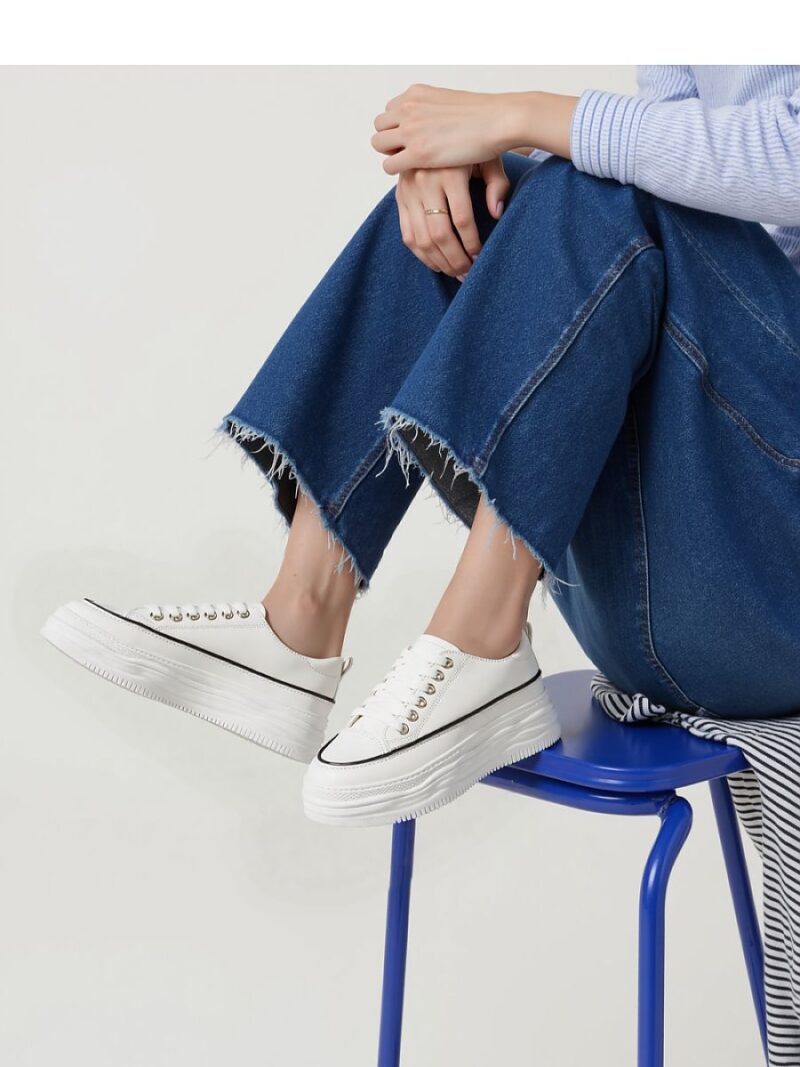 Damskie Sneakersy PLATFORMIA ? White - Inello - obrazek 4