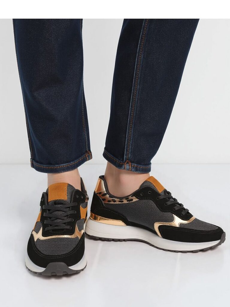 Damskie Sneakersy VELORE ? Black  Gold - Inello